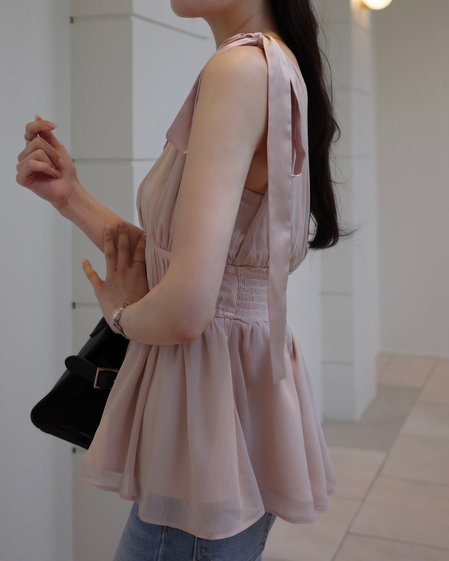 ショルダーリボンシフォンブラウス – poláura OFFICIAL ONLINE STORE