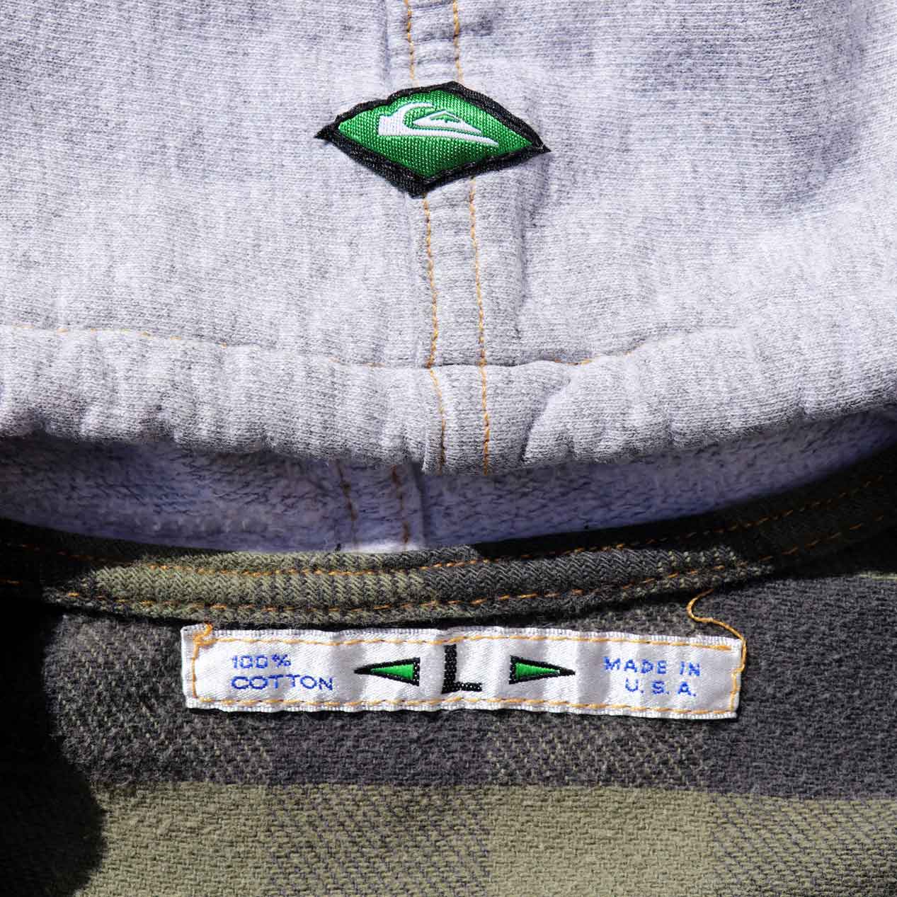 POST JUNK / 90's QUIKSILVER USA製 フードネルシャツ [L]