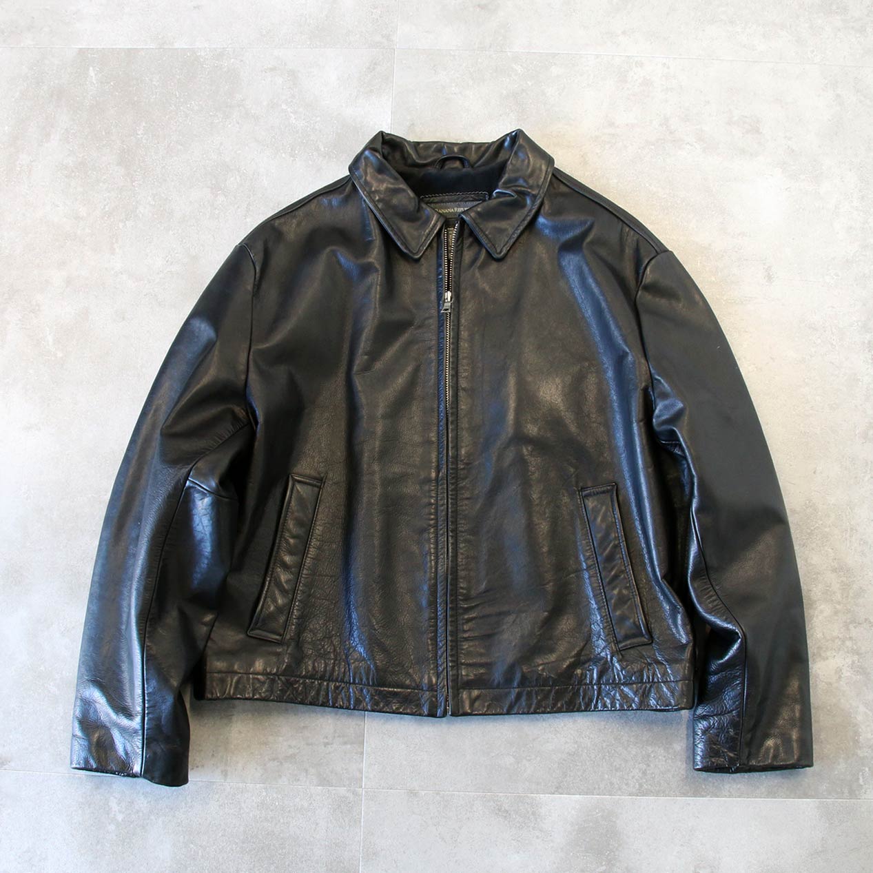 POST JUNK / 00's BANANA REPUBLIC Leather Drizzler Jacket Black [L]
