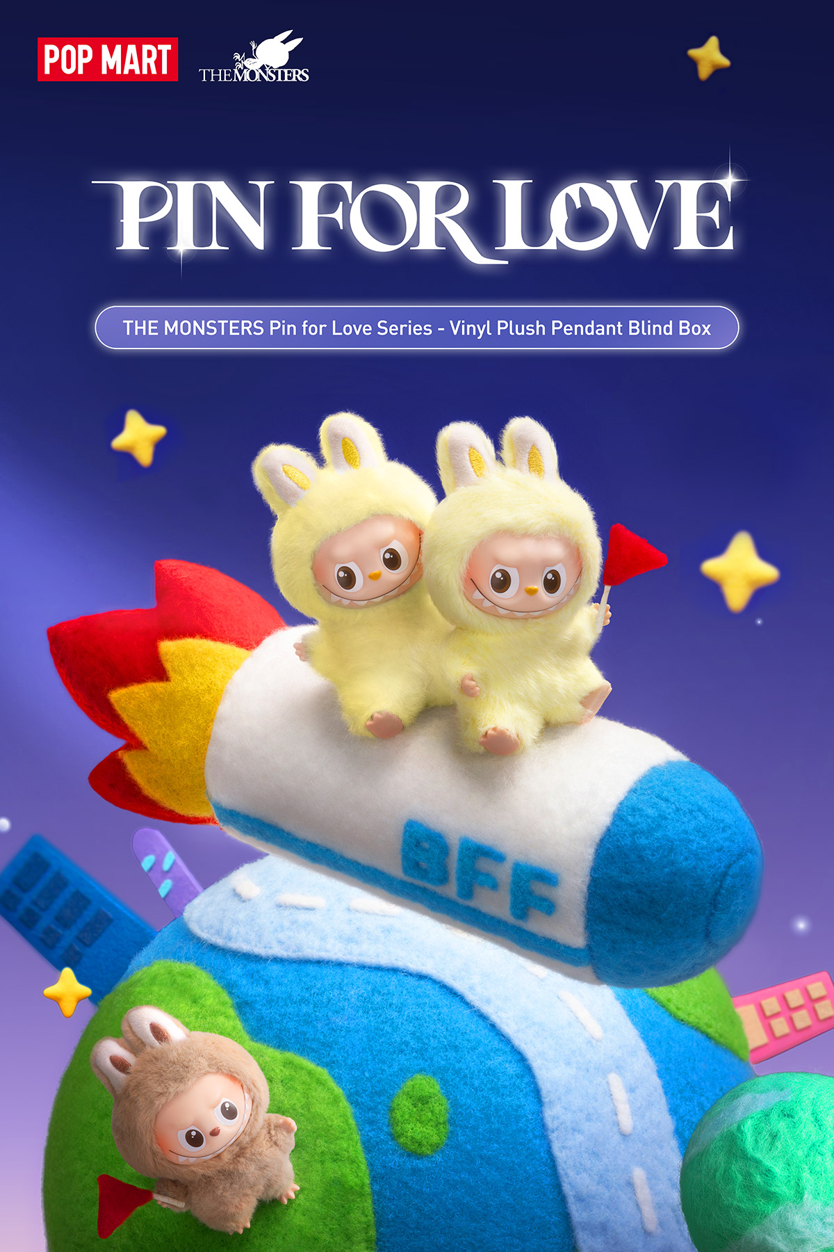 THE MONSTER PIN FOR LOVE SERIES - Vinyl Plush Pendant blind box