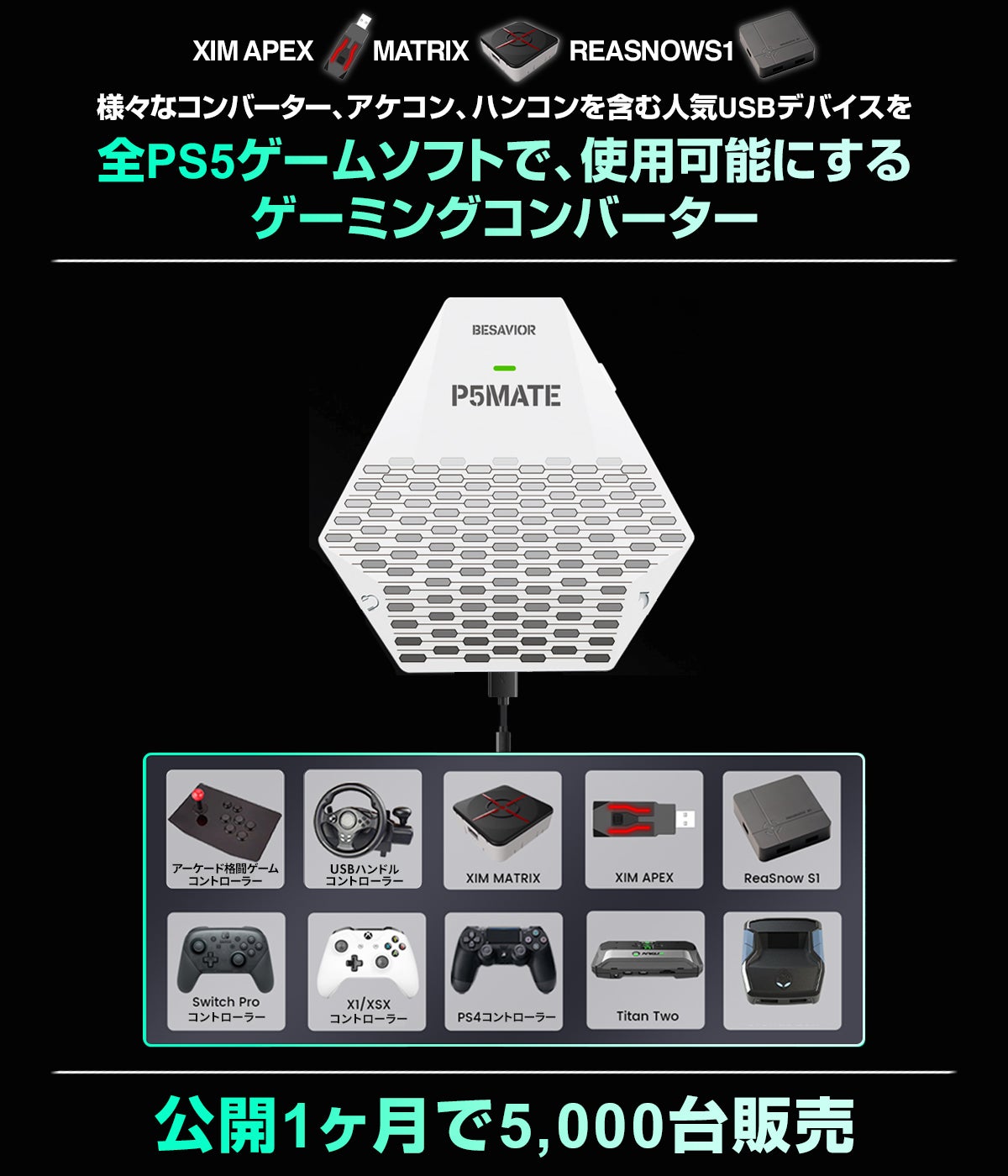 PS5用の新作ゲーミングコンバーター「Besavior P5Mate」販売開始