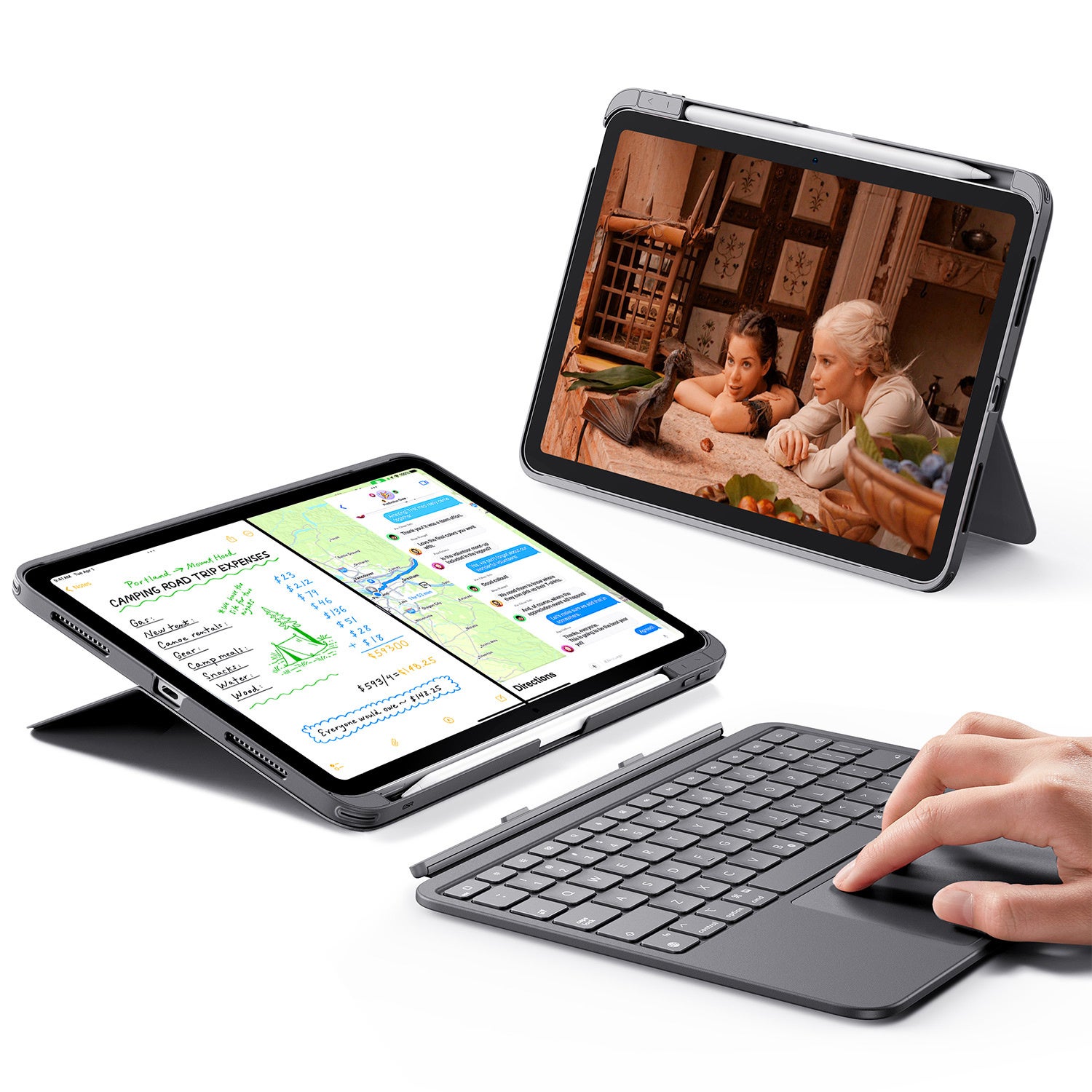 ESR、iPadをノートPCへ拡張する、マグネット着脱式キーボードケース