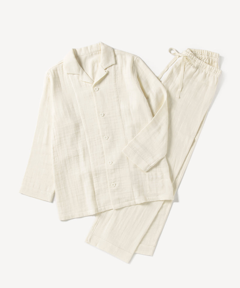 綾ダブルガーゼ 前開きパジャマ / オーガニックコットン – PRISTINE