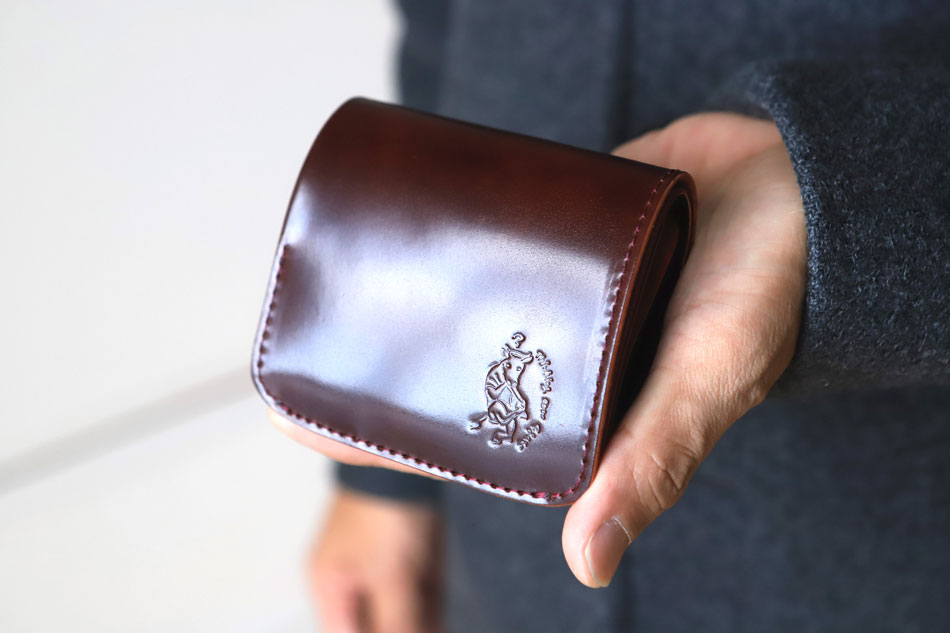 革のダイアモンドコードバンの小さい財布「小さいふ」新喜皮革オイル