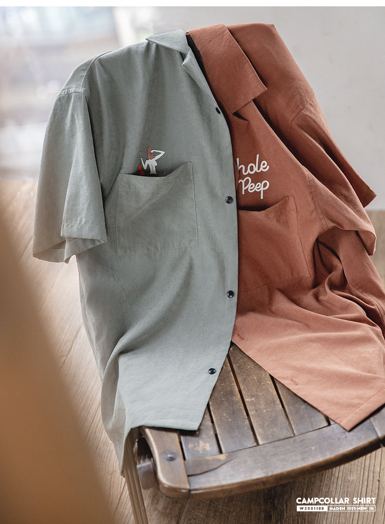 2色展開☆ヴィンテージ風 チェーンステッチ 刺繍 メンズ オープン