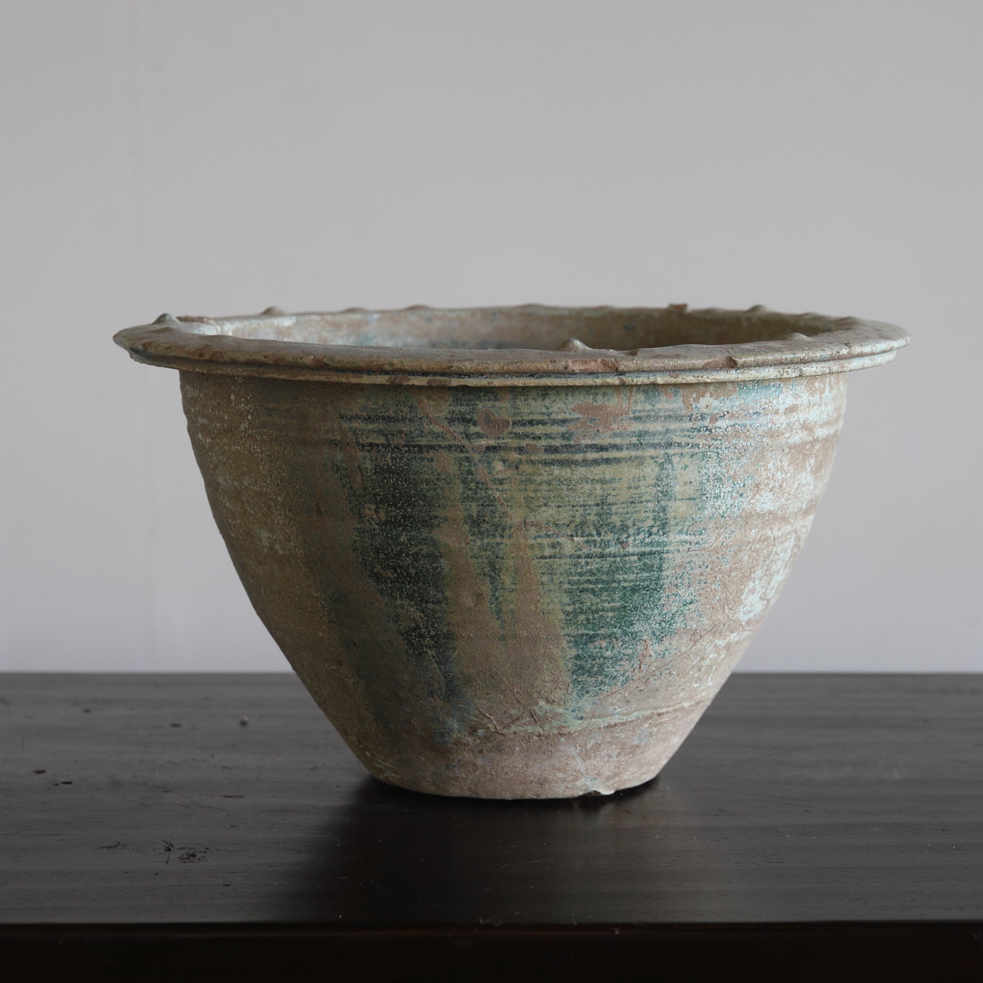 漢代 銀化緑釉広口鉢 盆栽鉢みたて（206 BCE–220 CE） | 入蘆花