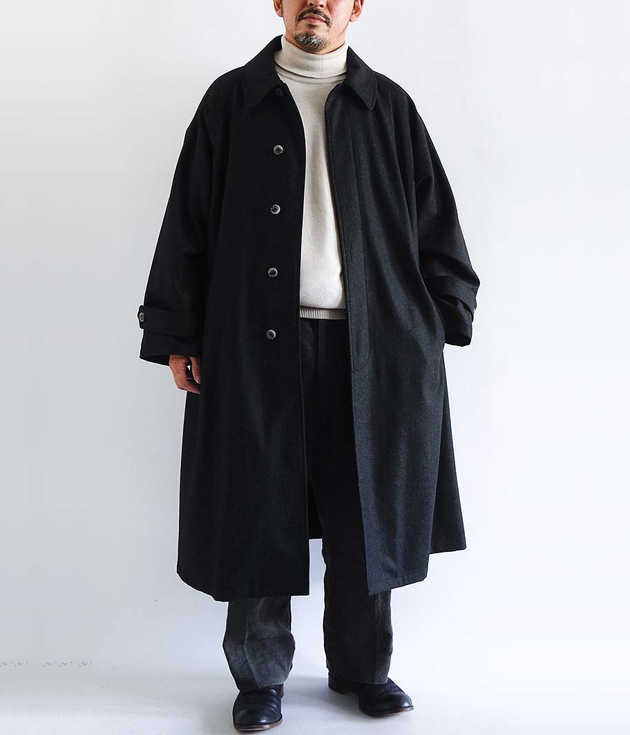 POLYPLOID LONG COAT C [BLACK MELANGE] - Fresh Service NECESSARY or