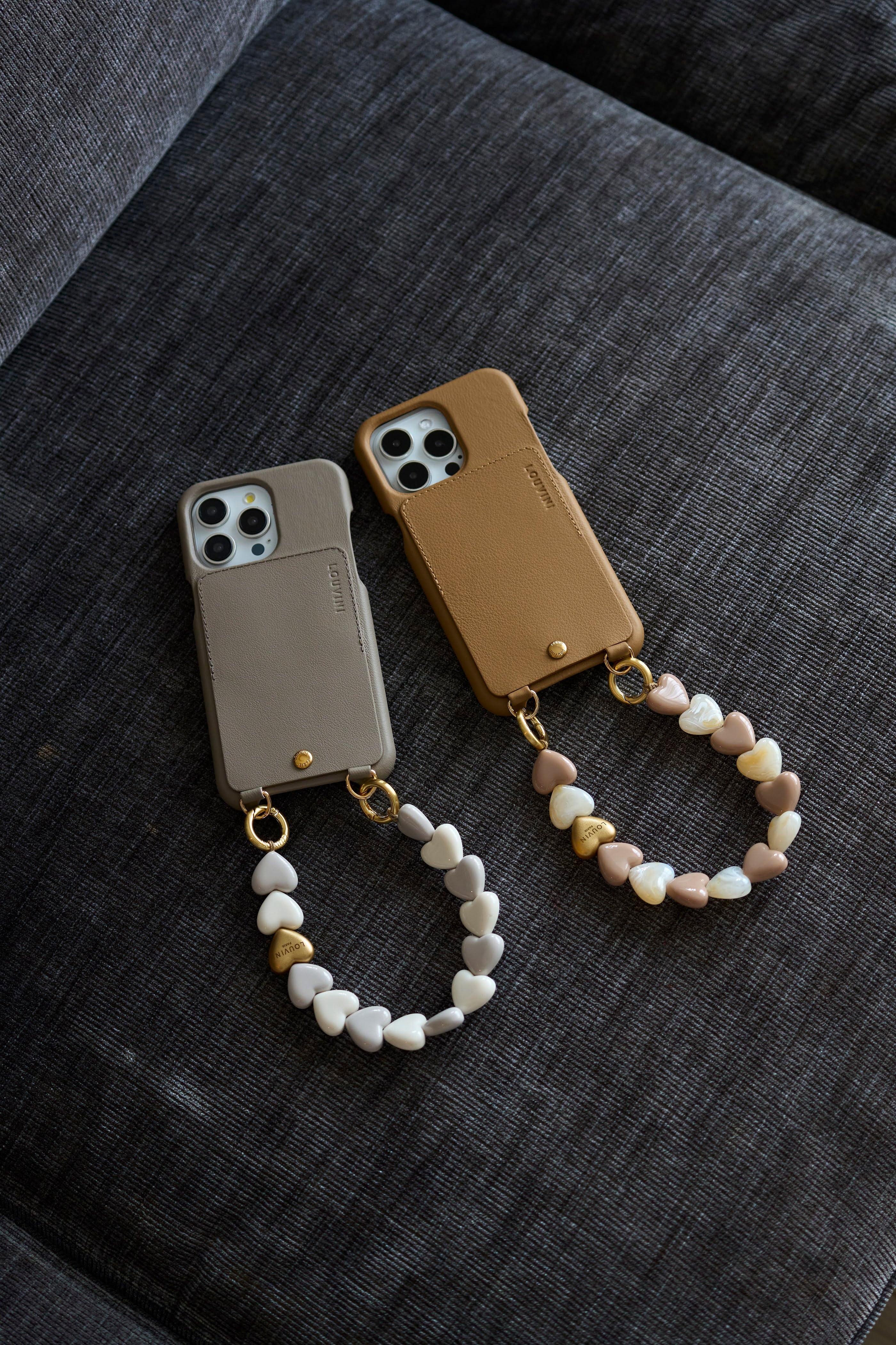 予約販売（3月上旬入荷予定）ハンドストラップ PETIT CUORE GRAY-WHITE