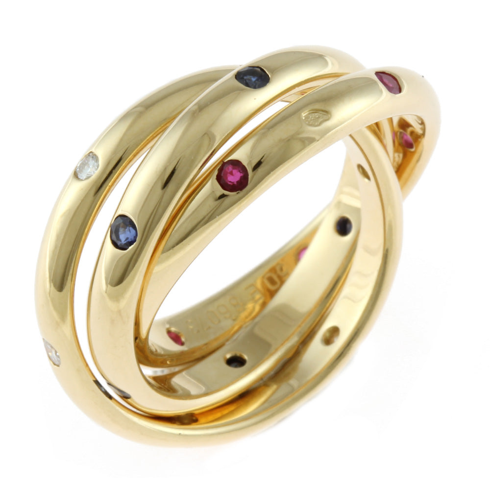 中古】 カルティエ CARTIER K18 リング 指輪 ダイヤモンド ルビー 10号