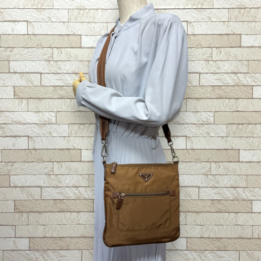 PRADA プラダ ショルダーバッグ ナイロン ブラウン ユニセックス 中古