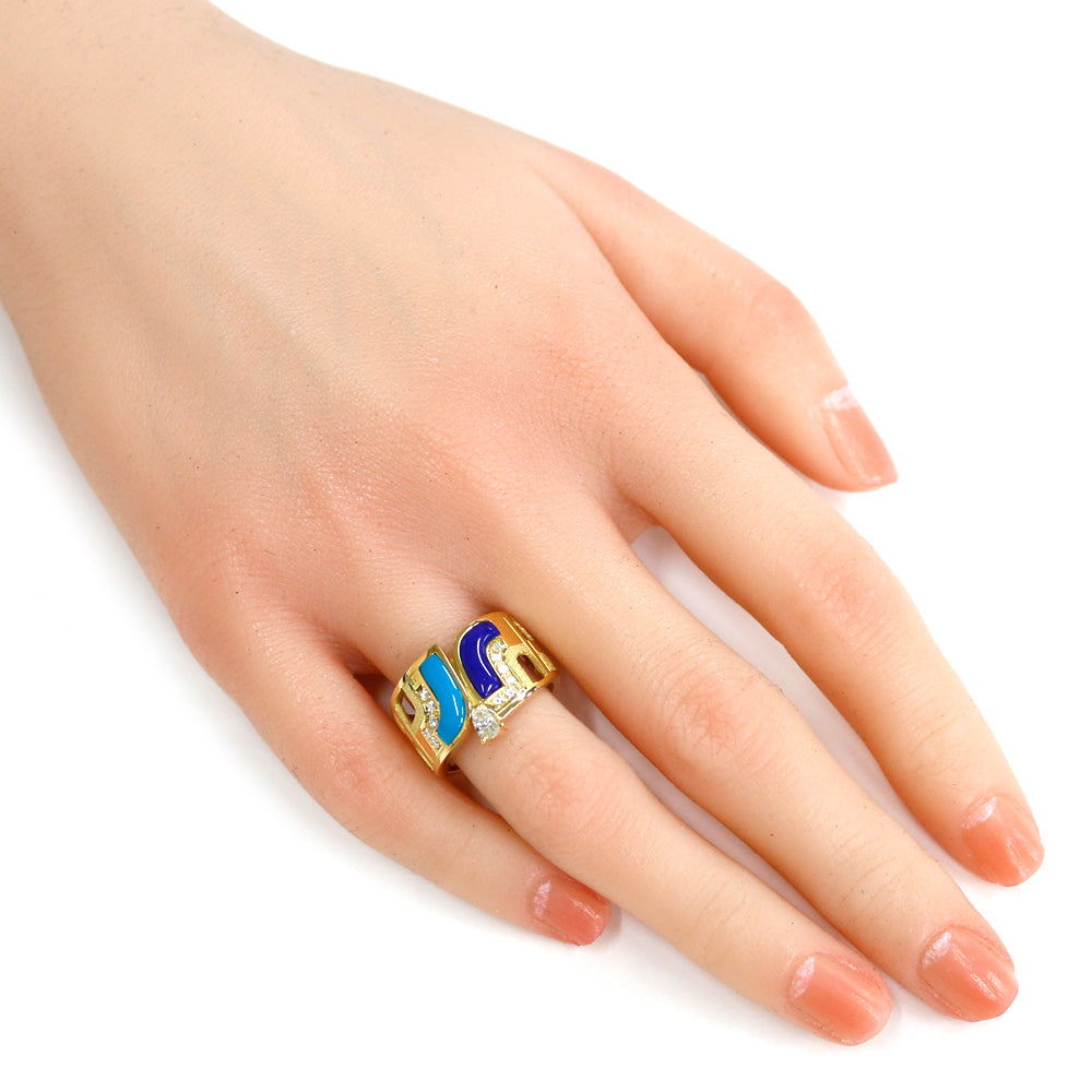 K18 リング 指輪 ターコイズ ダイヤモンド トルコ石 13.5号