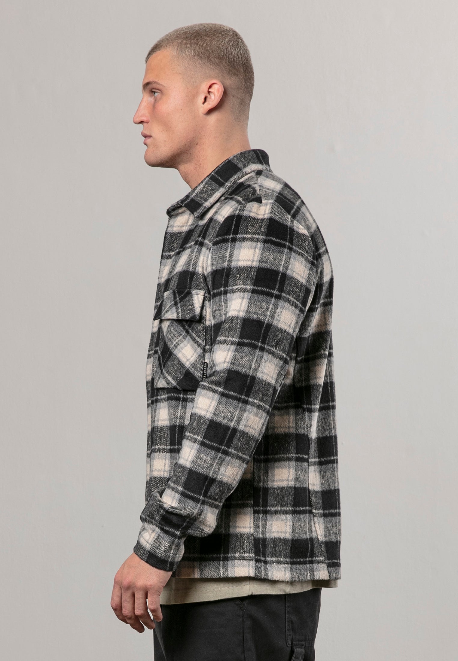 RELIGION Lumber Black And White Checkered Shirt