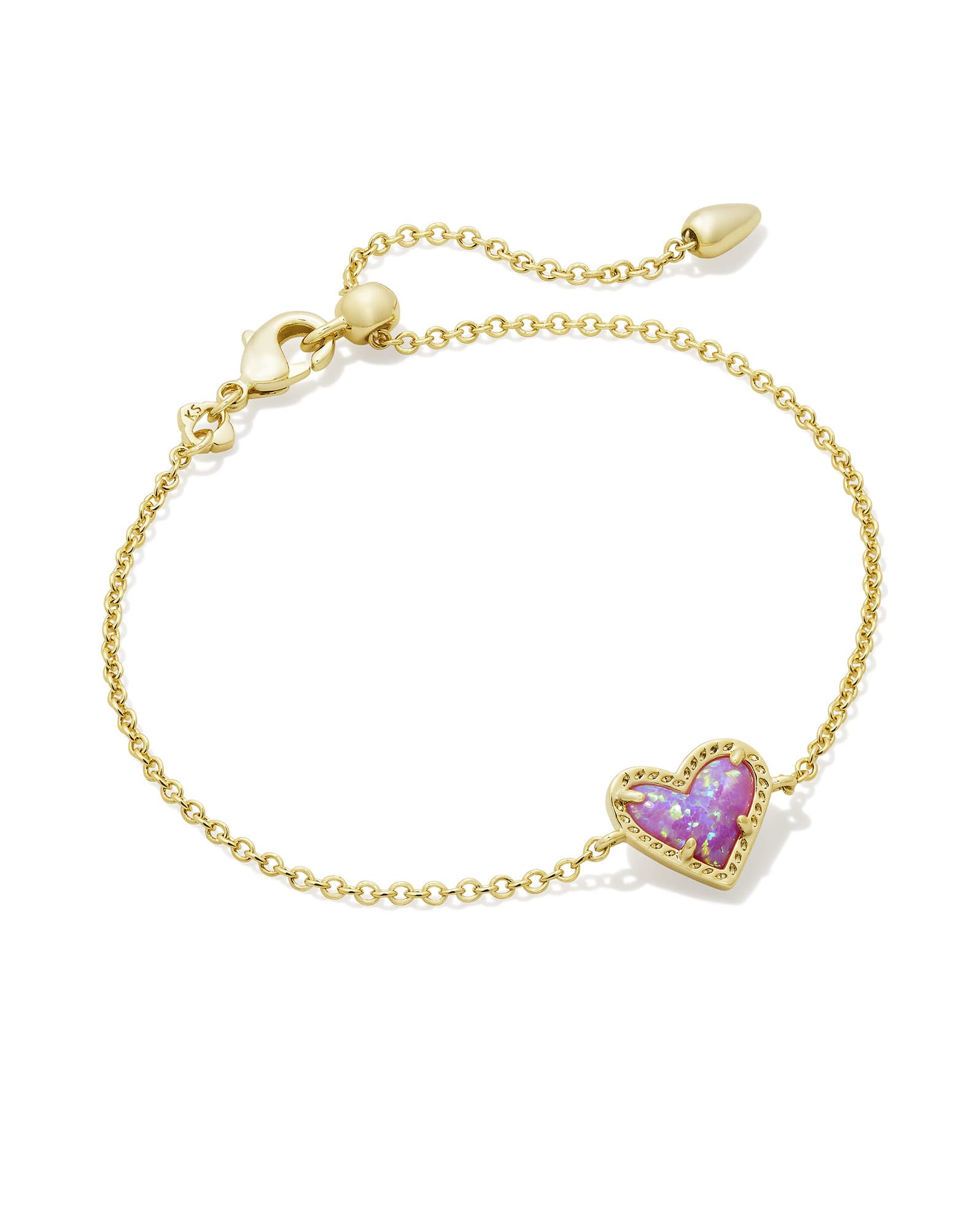 Ari Heart Gold Delicate Chain Bracelet in Bubblegum Pink Kyocera