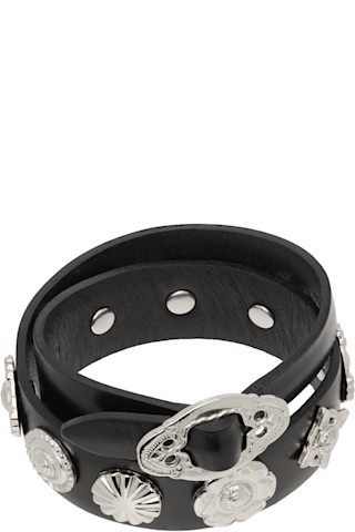 Toga Pullaのブラック Double レザー バングルブレスレットがセール中