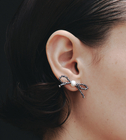 les bon bon｜waltz argent pierce 天然石 ピアス リボンモチーフ
