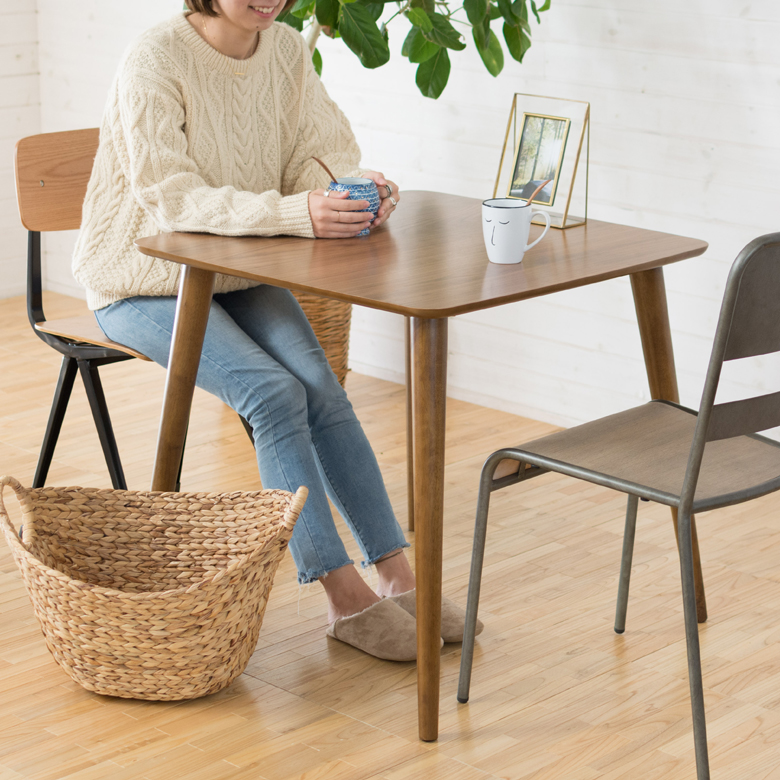 ダイニングテーブル 2人掛け 正方形 木製 幅75cm 高さ70cm