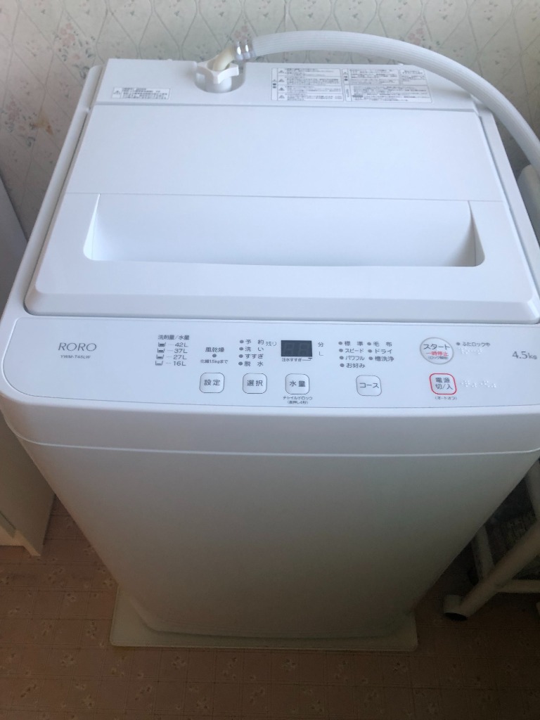 ヤマダデンキ RORO 全自動洗濯機 YWMT45LW （ホワイト） 洗濯機本体