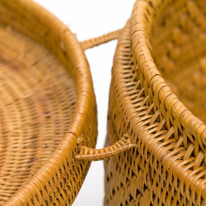 アタで編まれた 3段ランチバッグ カゴバッグ おしゃれ 収納バスケット