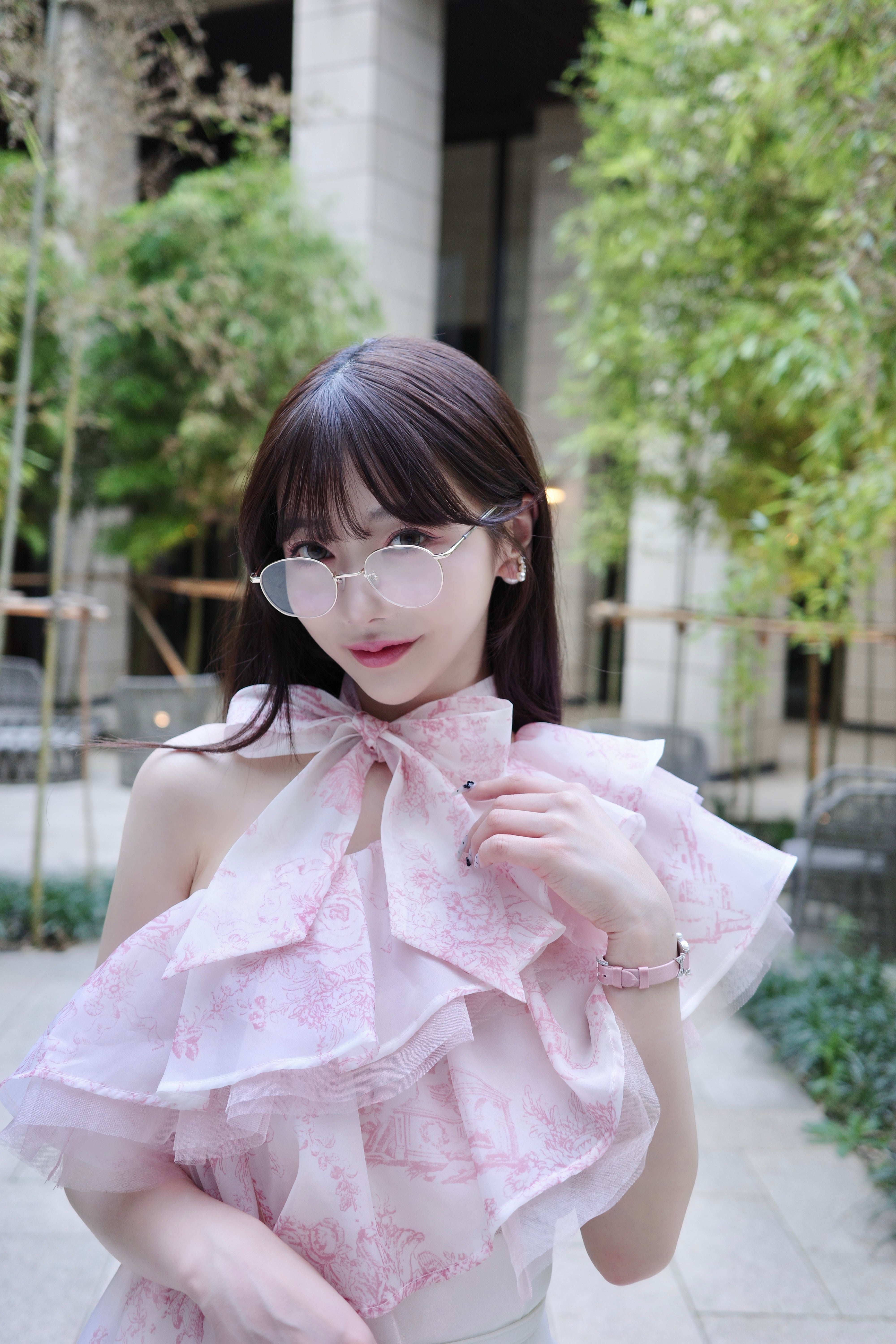 Riu One shoulder Toile de Jouy tops