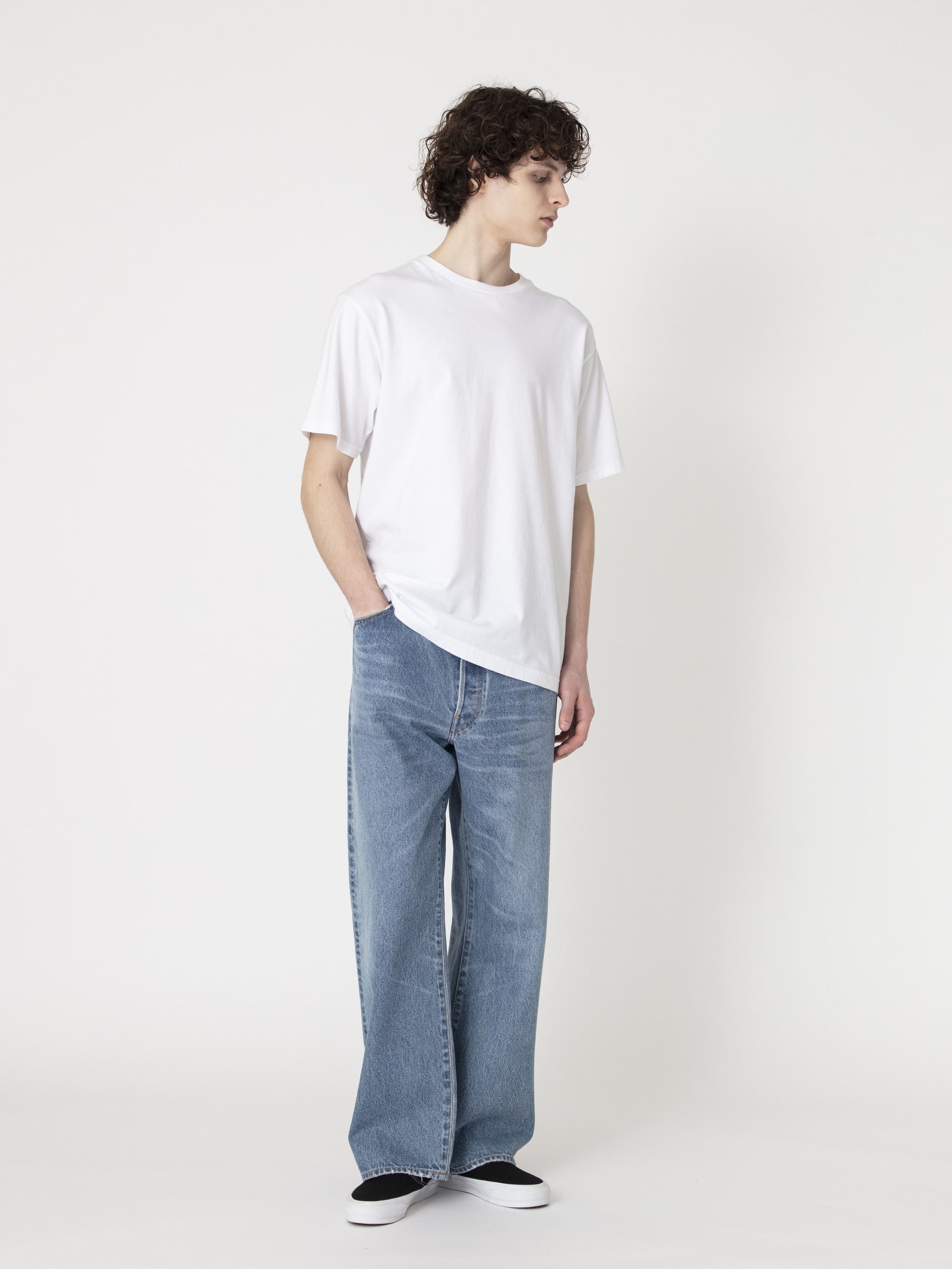 リサイクルコットン ユーズド ワイドフィット デニムパンツ｜Ron