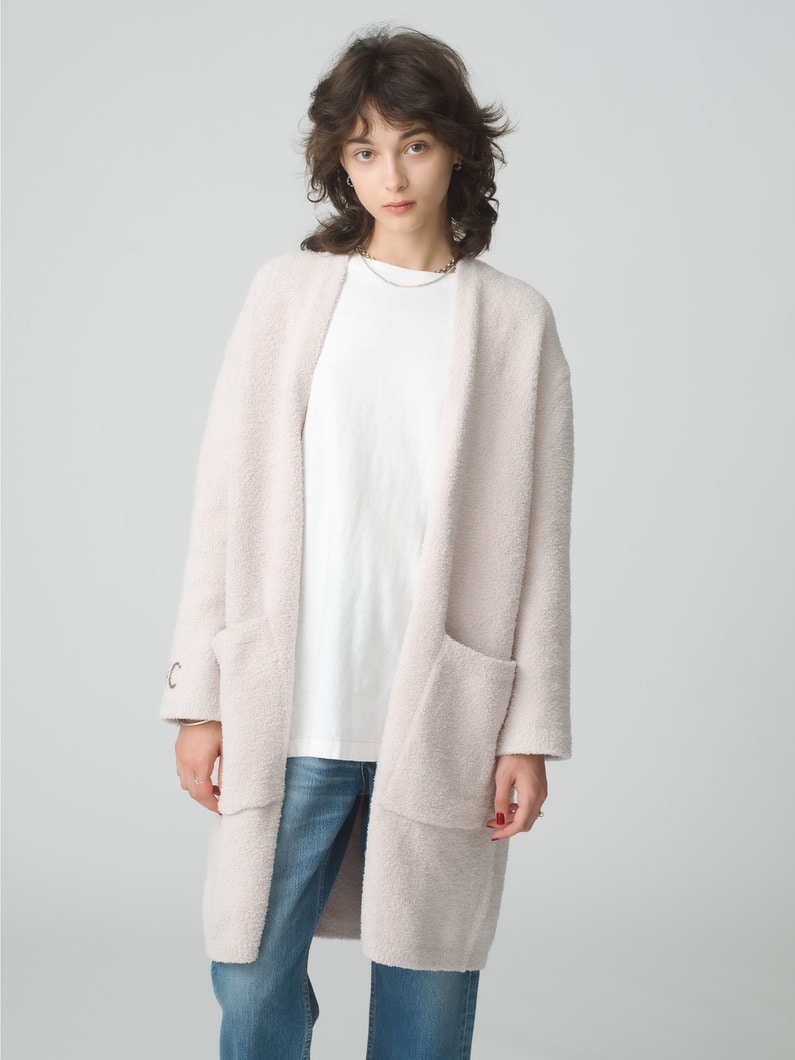 ポケット ロングカーディガン（アイボリー/チャコールグレー