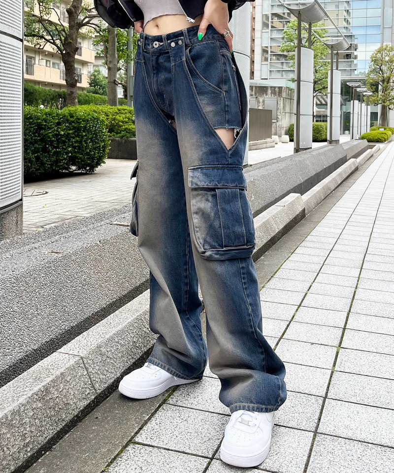 2WAYカーゴオーバーダイデニム｜SPIRALGIRL スパイラルガール 商品詳細