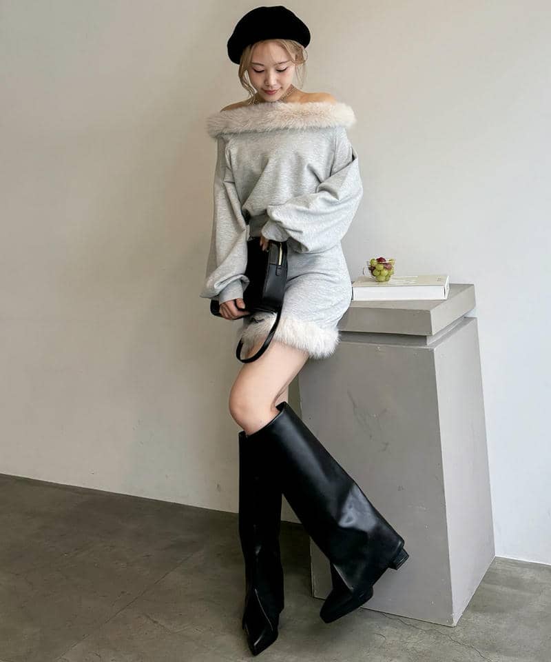 ファー付ラメ裏毛ミニスカート｜ROYAL PARTY ロイヤルパーティー 商品