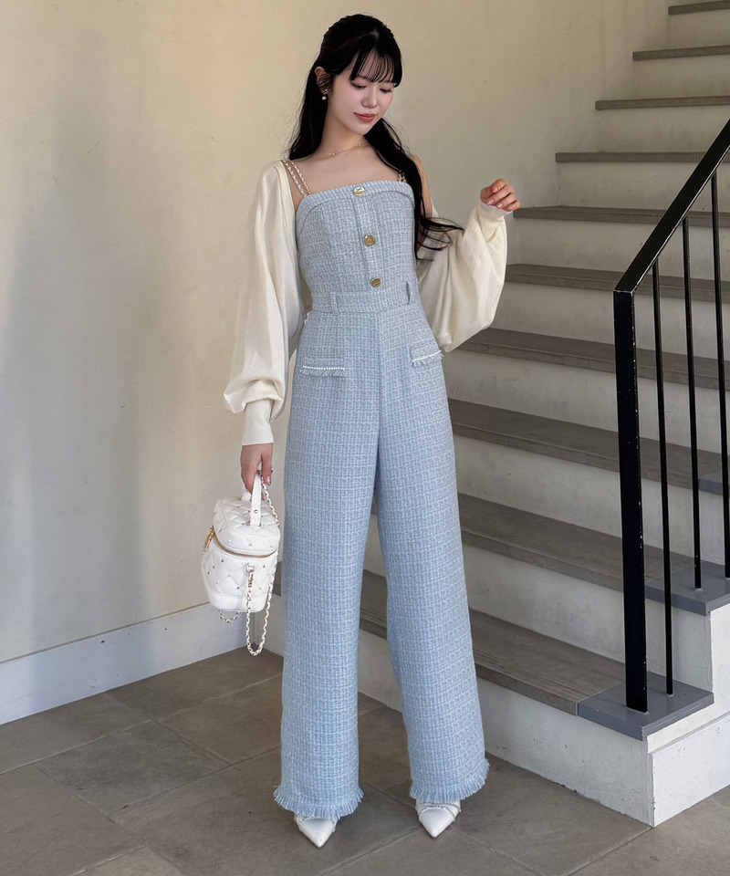 ダブルチェーンストラップツイードオールインワン｜ROYAL PARTY