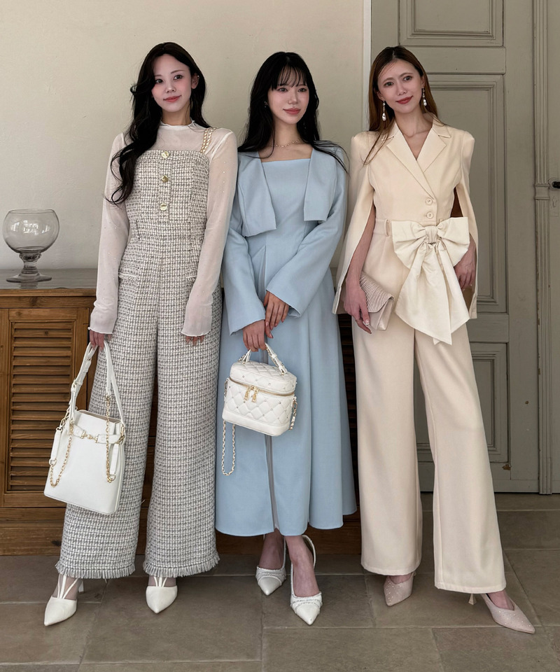 ダブルチェーンストラップツイードオールインワン｜ROYAL PARTY