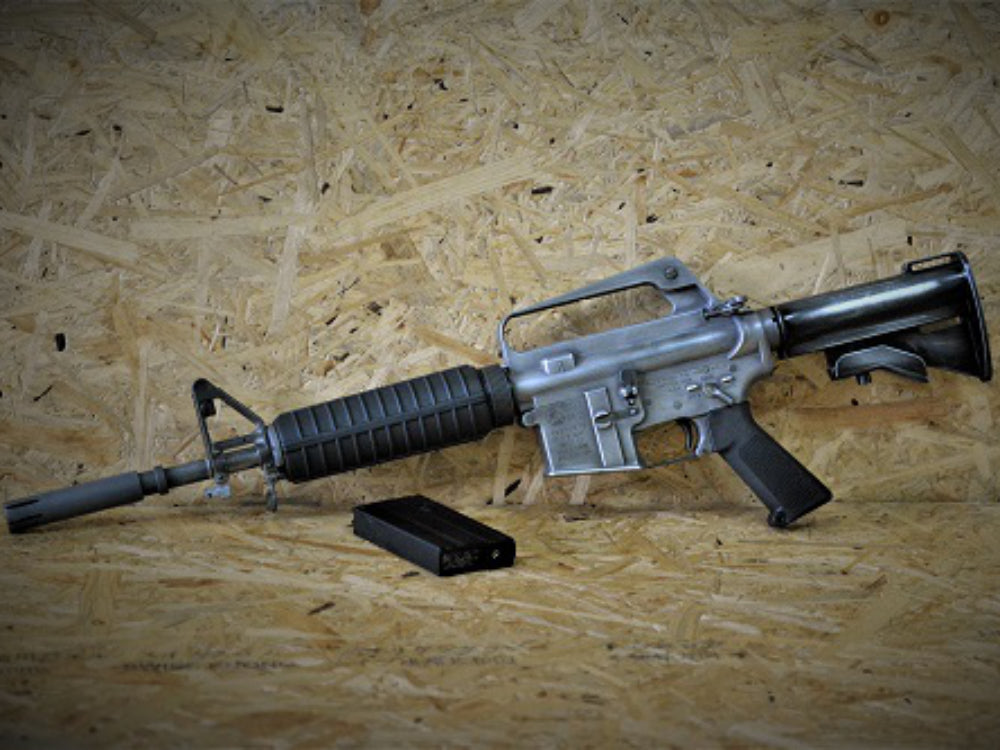 WE】 XM177E2 アルミCARストック リアル刻印 ウェザリング仕様 ガス