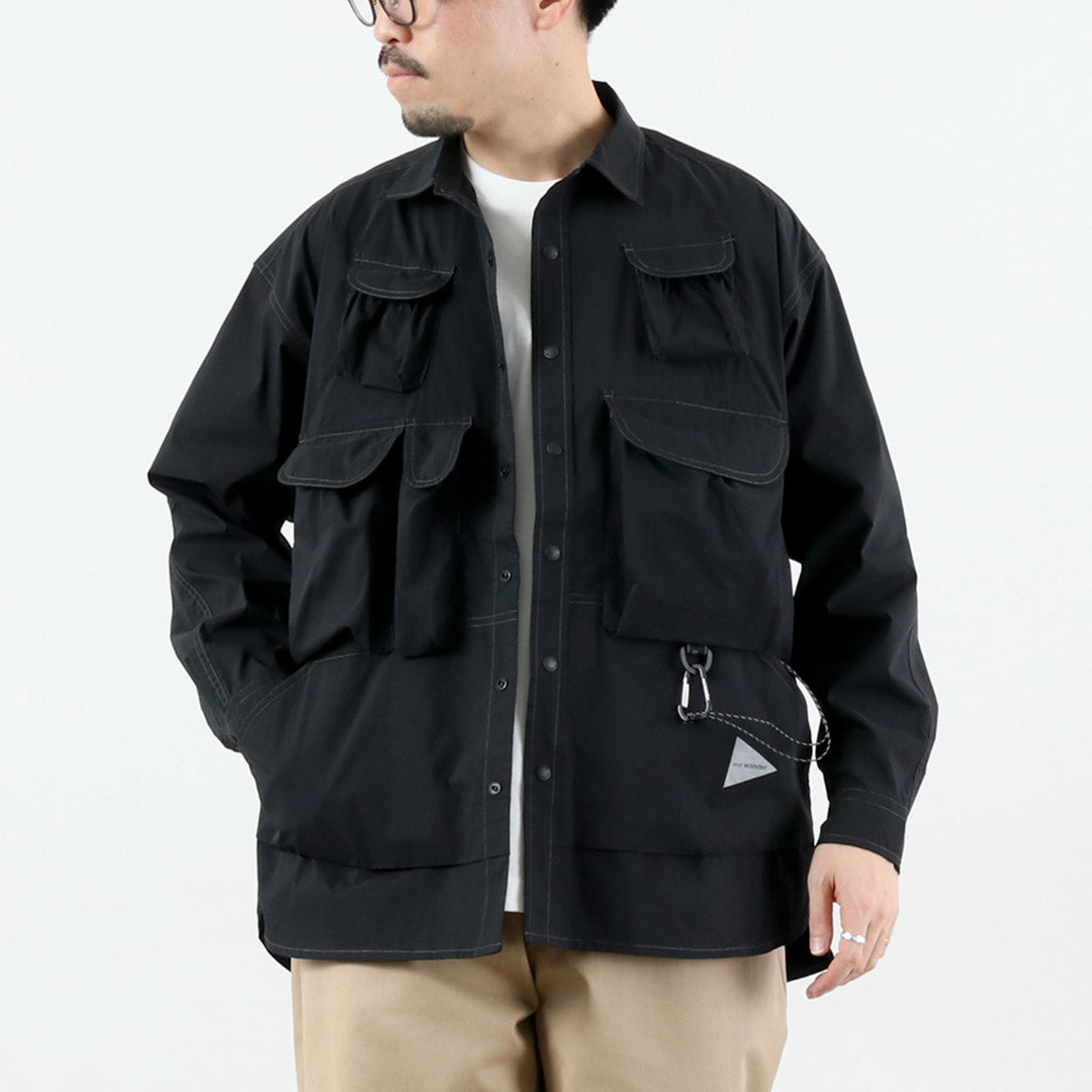 AND WANDER（アンドワンダー） マルチポケット ロングスリーブシャツ