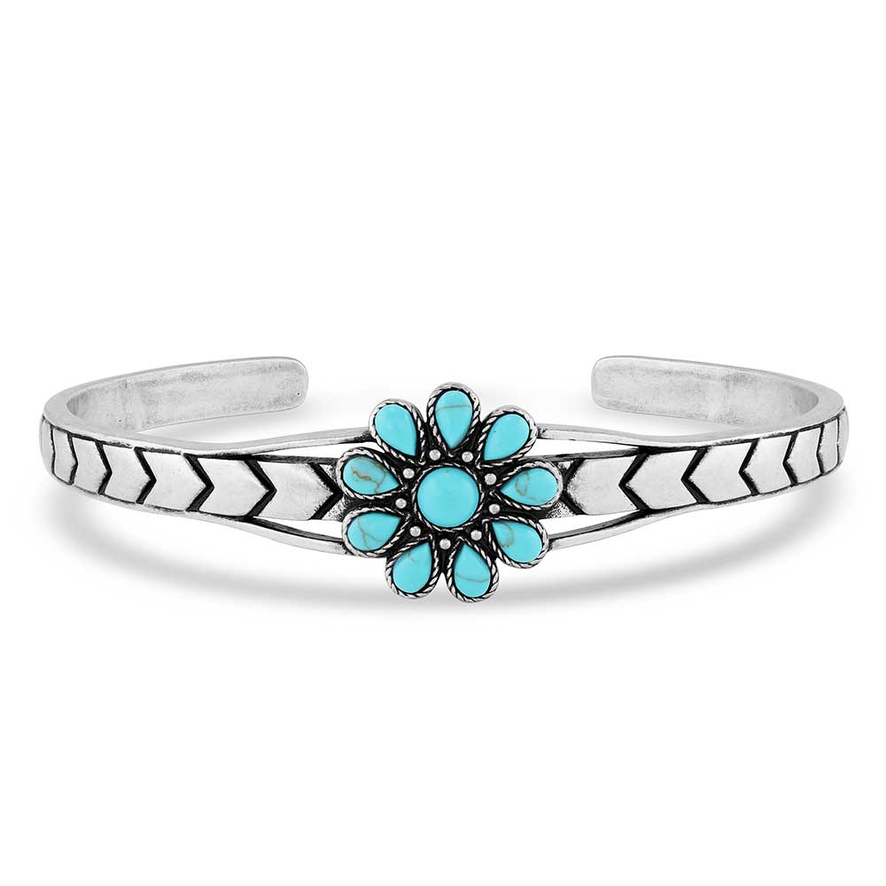 Blue Sunflower Turquoise Cuff Bracelet | Montana Silversmiths
