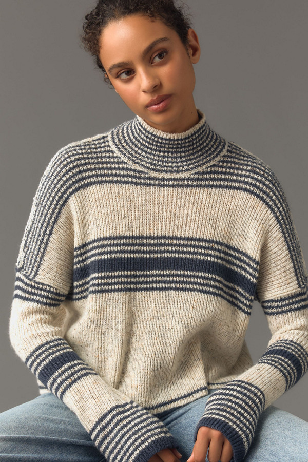 Turtleneck Striped Knit Sweater | Nuuly