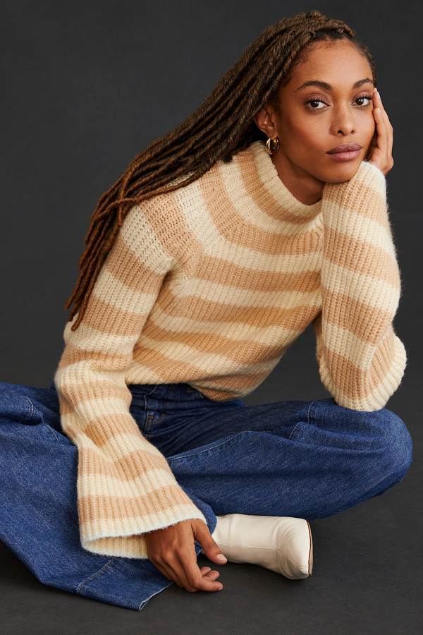 Mock Neck Striped Sweater | Nuuly
