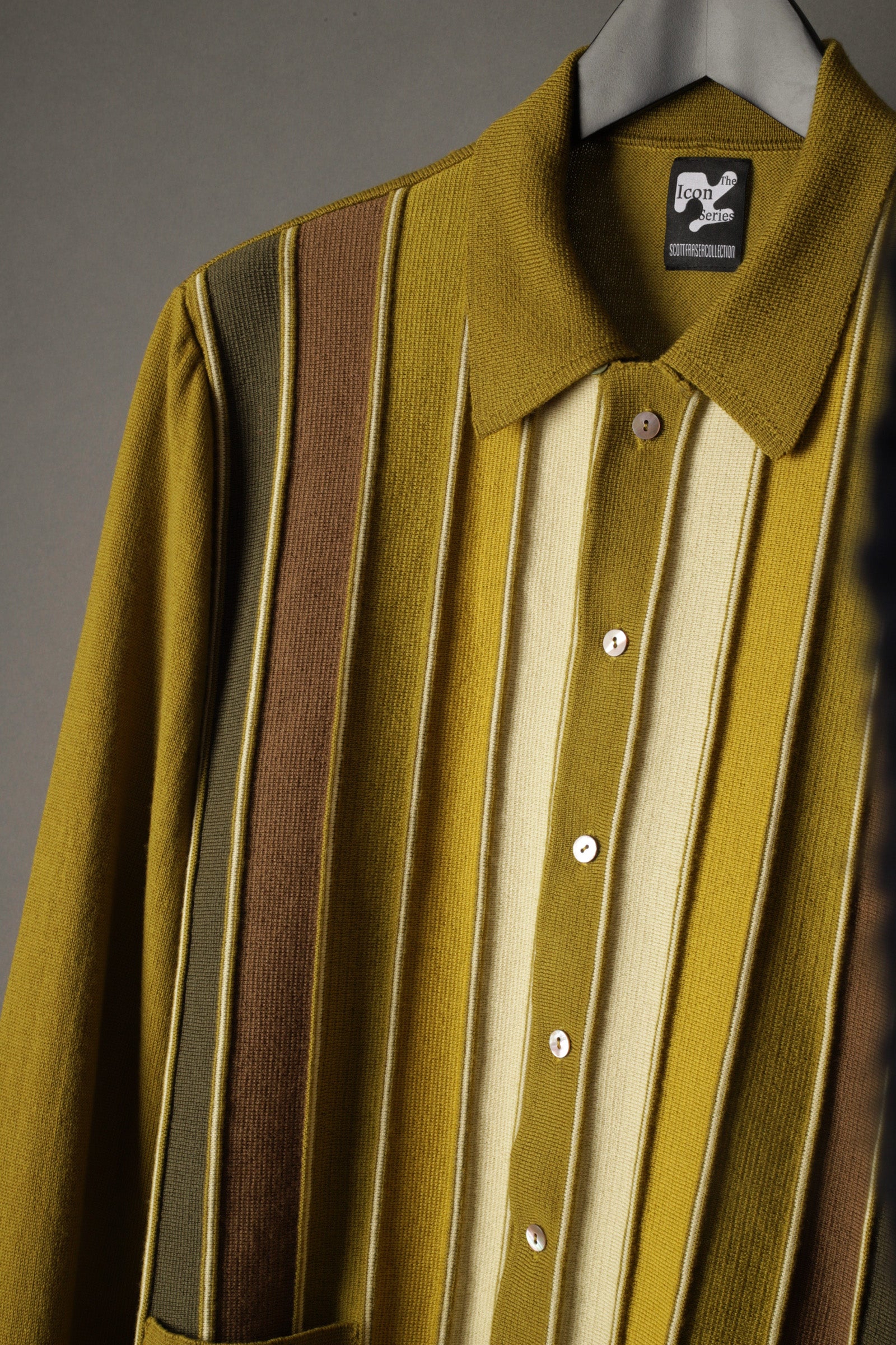 Goodfellas Idlewild green/brown toned knit shirt – Scott Fraser