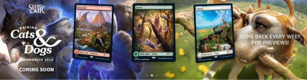 Basic Lands From Secret Lair Raining Cats & Dogs Commander Deck