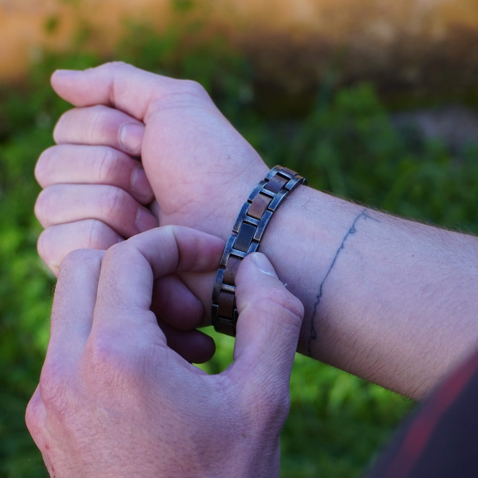 Distressed Stainless Steel Men's Link Bracelet | Samos Jewelry