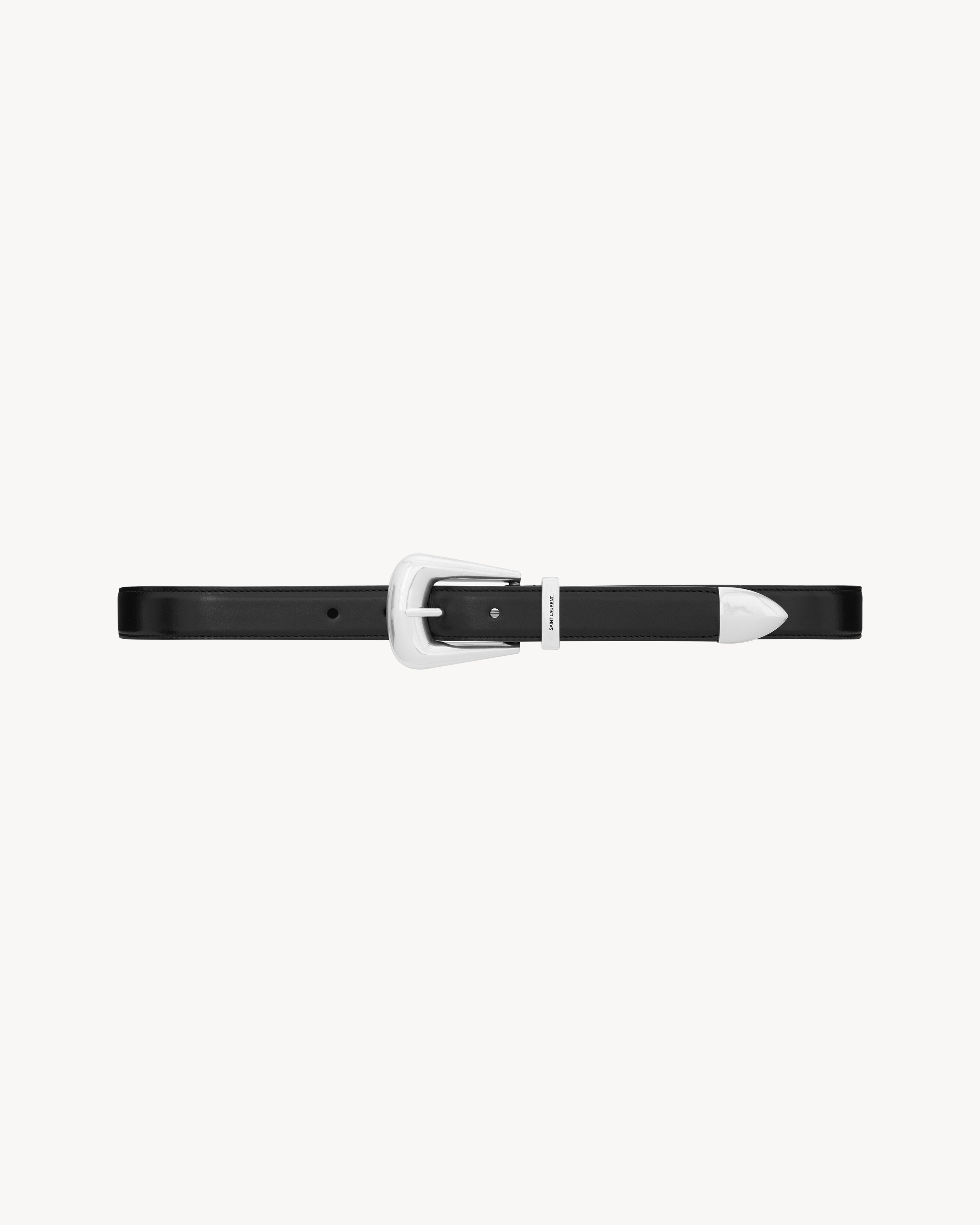 フォークバックル ベルト（スムースレザー） ブラック | Saint Laurent