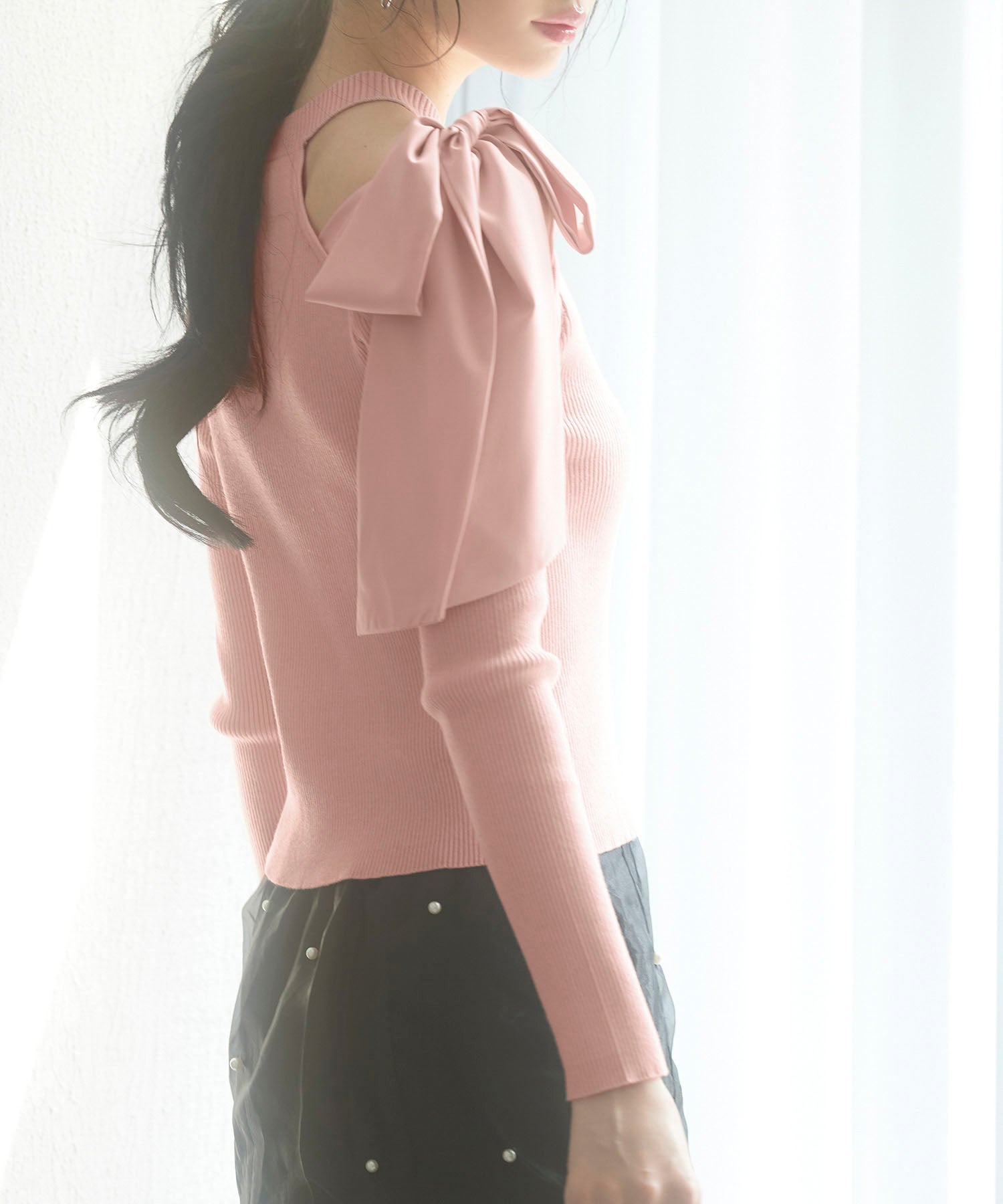 ワンショルダービッグリボンリブニットsdp8009 ピンク – [公式]SAISON