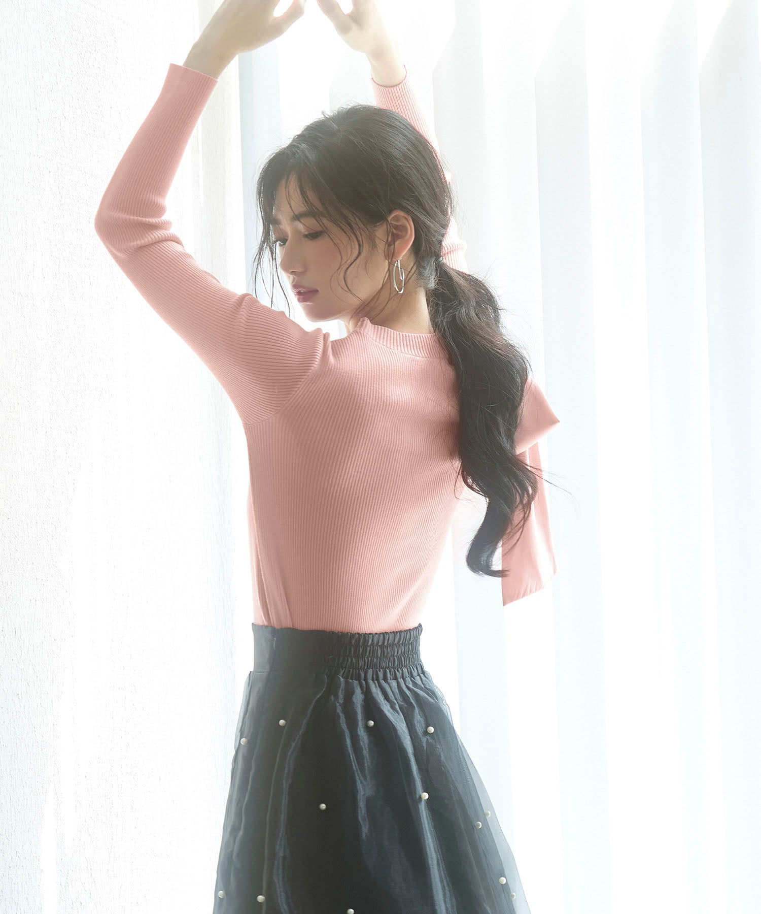 ワンショルダービッグリボンリブニットsdp8009 ピンク – [公式]SAISON