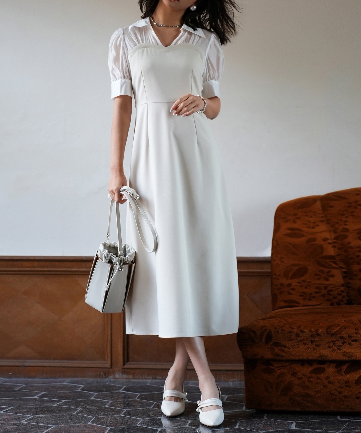 ドッキングビスチェロング丈ワンピースsdp0084 アイボリー – [公式