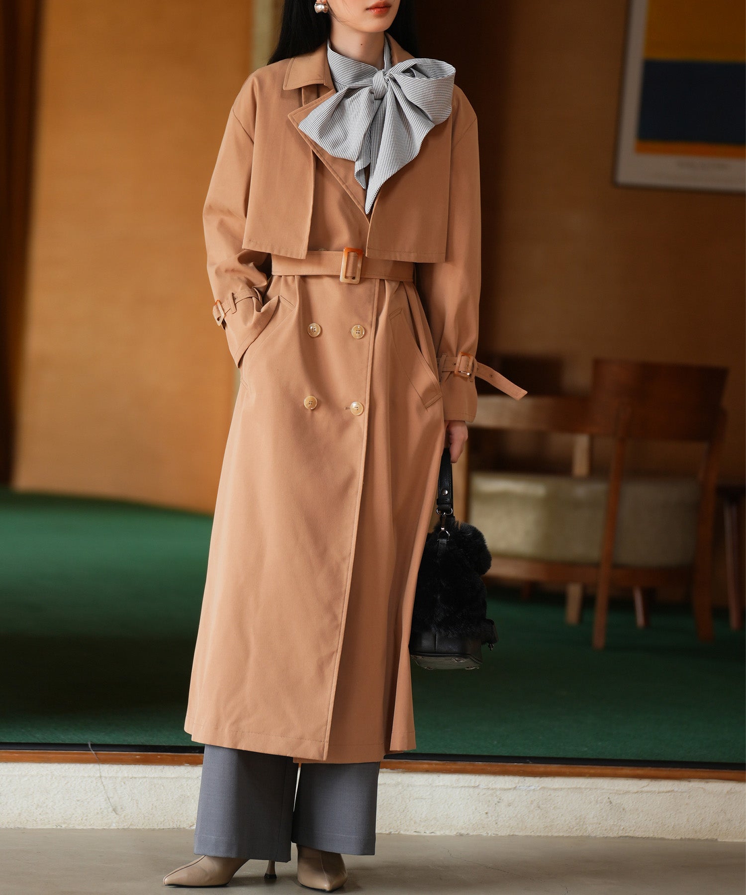 2点セットベルト付きトレンチコートsdpps23019 ライトブラウン – [公式