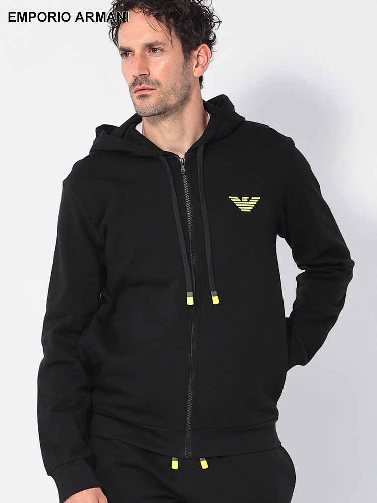 EMPORIO ARMANI (エンポリオアルマーニ) 裏起毛 ロゴ刺繍 フルジップ