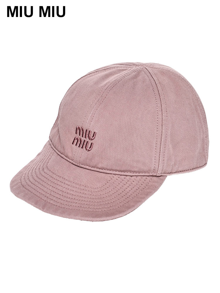 MIUMIU (ミュウミュウ) コットン ウォッシュ加工 ロゴ刺繍 ベース