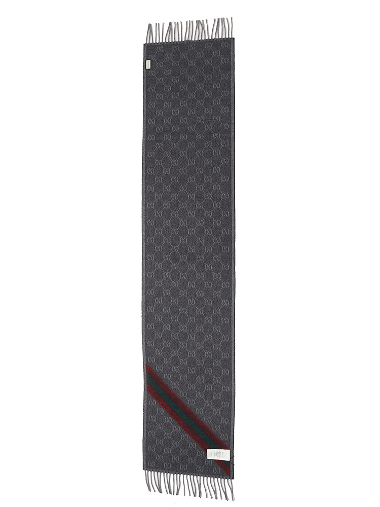 GUCCI (グッチ) ウール GG ウェビングライン マフラー GC5706033G200