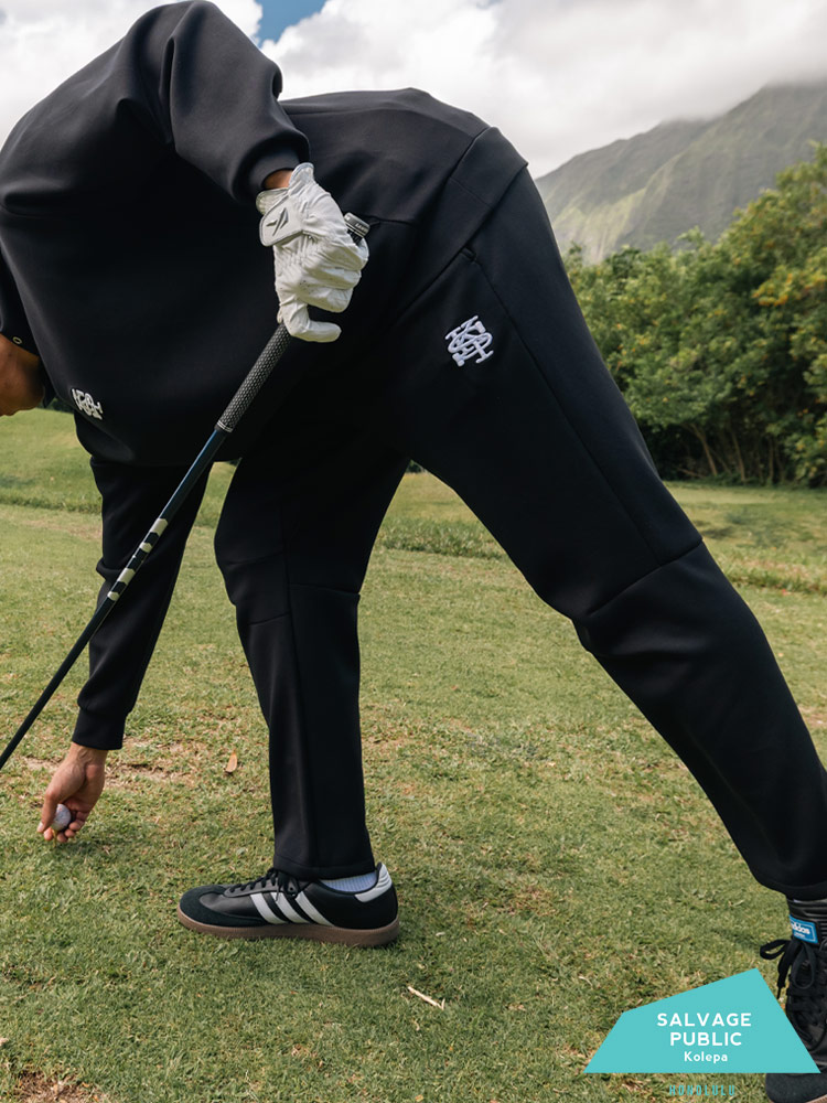 ロングパンツ GOLF ロゴ刺繍 ダブルニット 3L-6L ボトムス ゴルフ