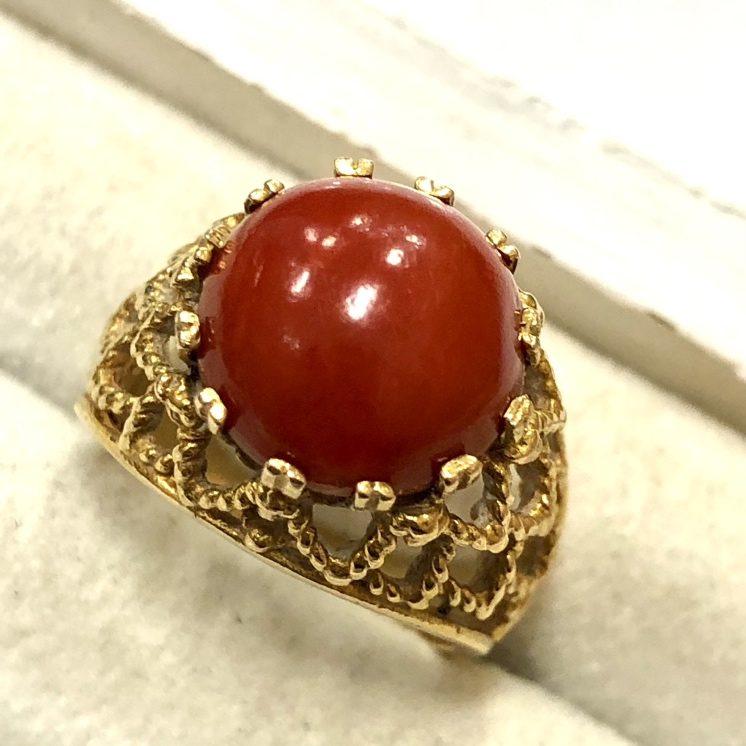K18 18金 珊瑚 リングの買取実績 | 買取専門店さすがや