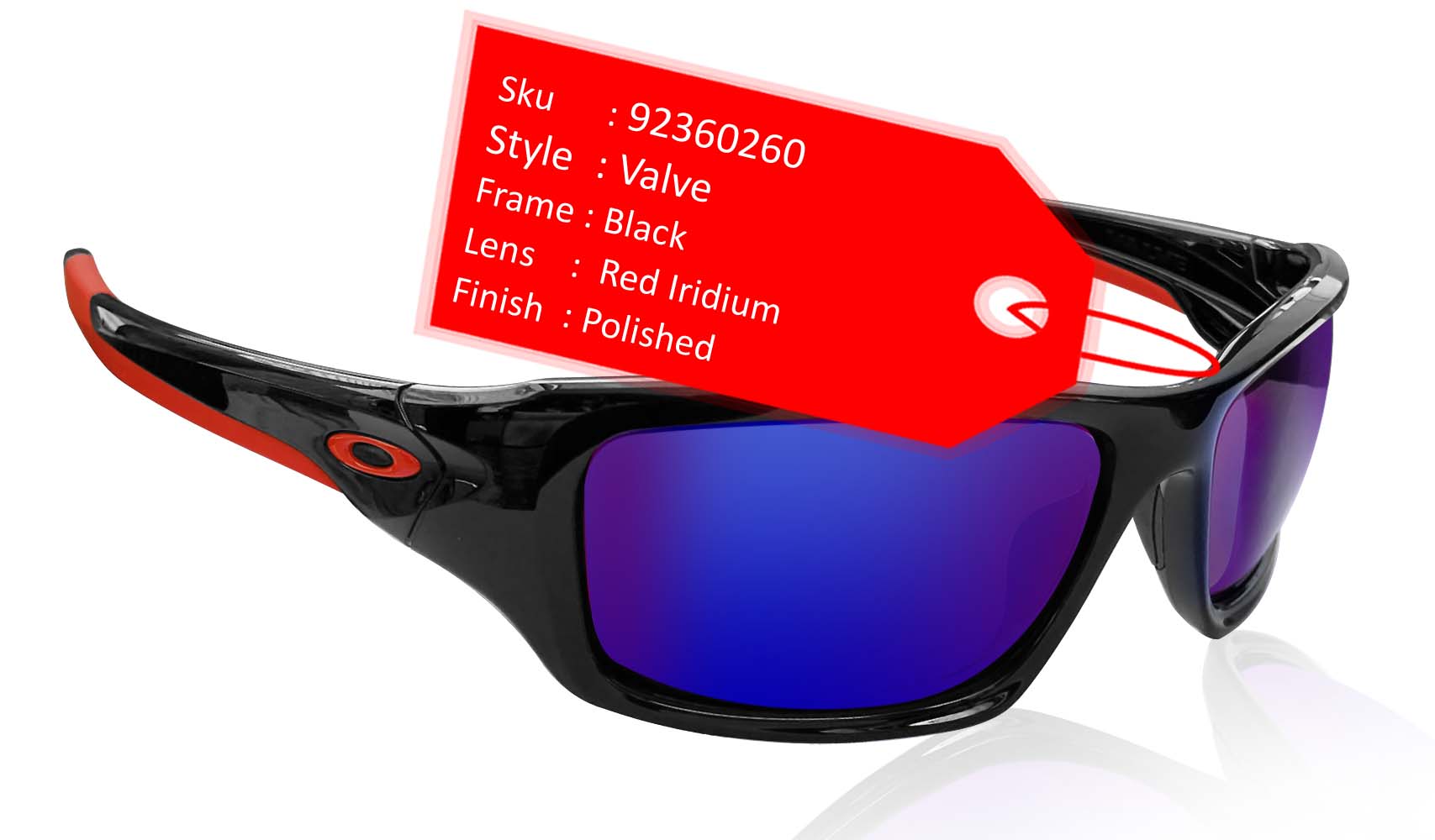 Oakley OO9236 Valve black frame Red Iridium lens Authentic NEW