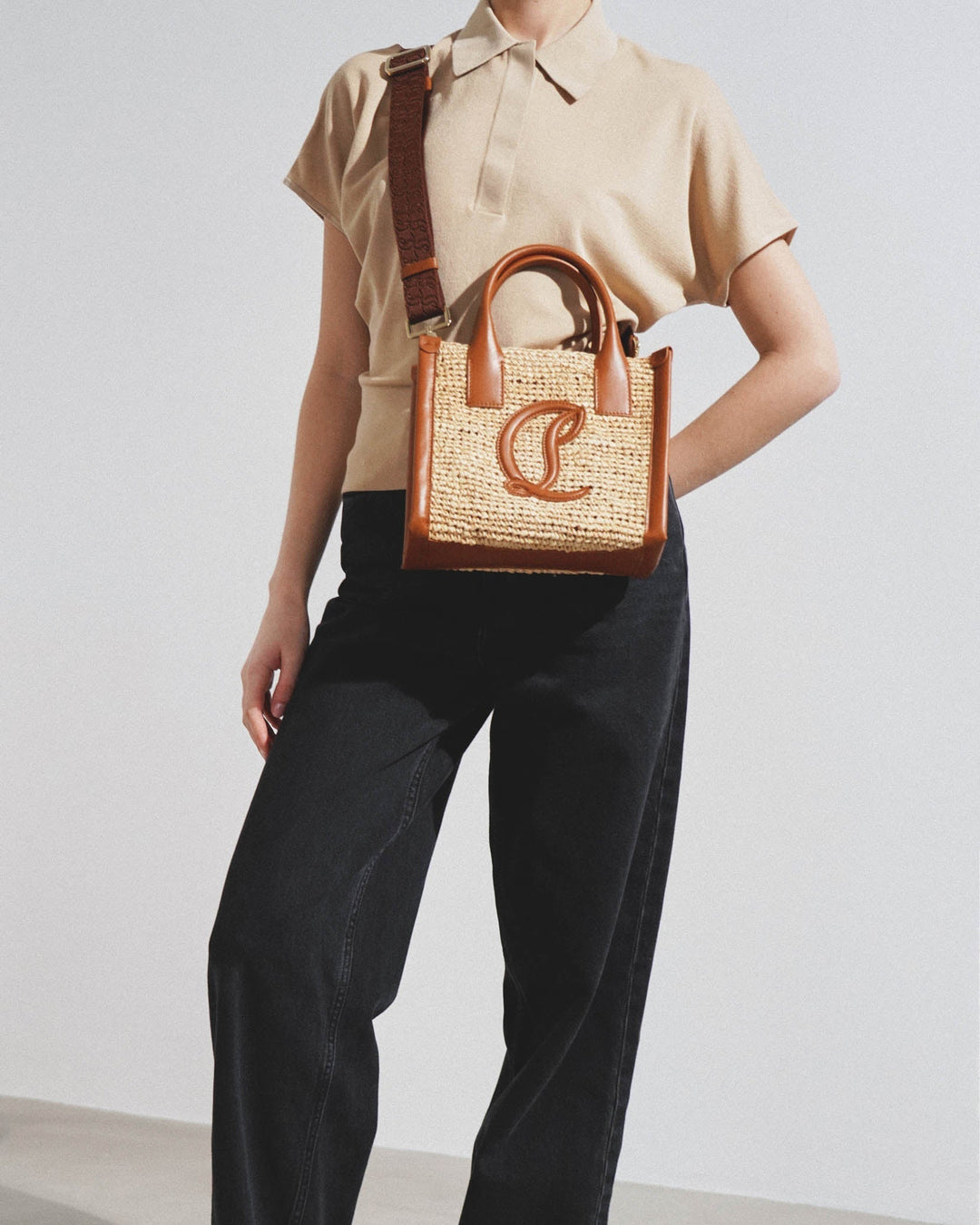 Christian Louboutin | By My Side mini raffia tote bag | Savannahs