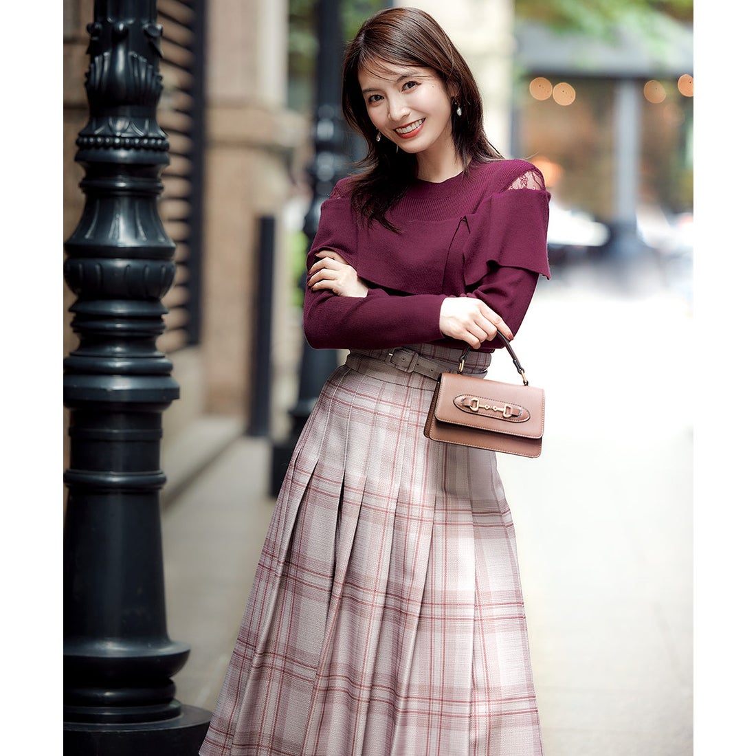 トゥエルブアジェンダ 12Twelve Agenda チェック柄プリーツフレア